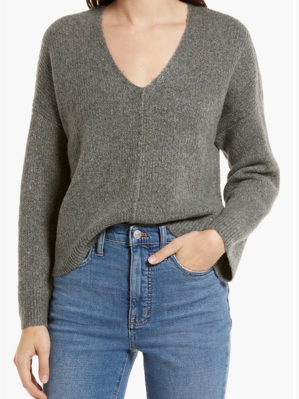 Madewell Charcoal V-Neck Sweater